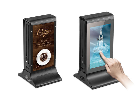Siyah 10 inçlik Gelişmiş L şeklinde Masaüstü HD LCD Ekran Reklam Oyuncusu Menü Güç Bankası ile