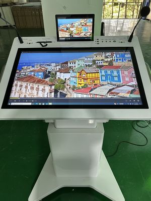 Akıllı çift ekranlı AIO toplantı kürsüsü 32 "pencereler etkileşimli PCAP artı 10 "LCD ekran monitör kürsüsü