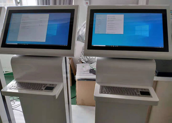 Beyaz renk Kızılötesi Dokunmatik ekran kiosk 21.5 inç 1920*1080 çözünürlük metal klavye ile pc'de inşa